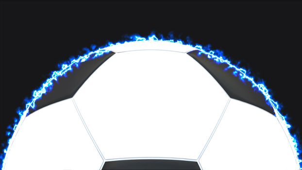 Realistic soccer ball with illumiantion on black, element for design, 3d rendering illustration