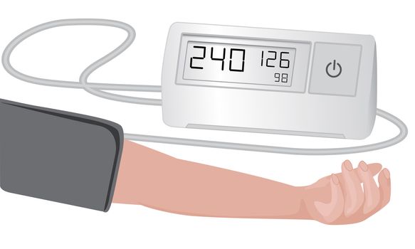 Blood pressure measuring  cardio exam  vector illustration on a white background