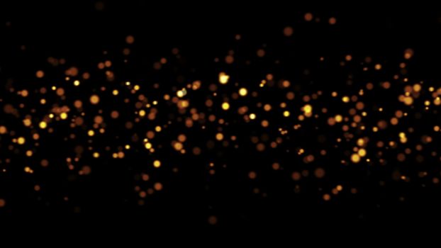 Abstract flying bright particles in space, computer generated abstract background, 3D rendering