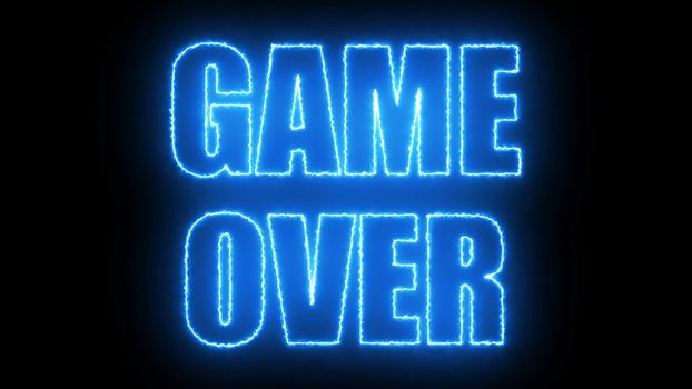 Burning letters of Game over text on black, 3d rendering background, computer generating for gaming