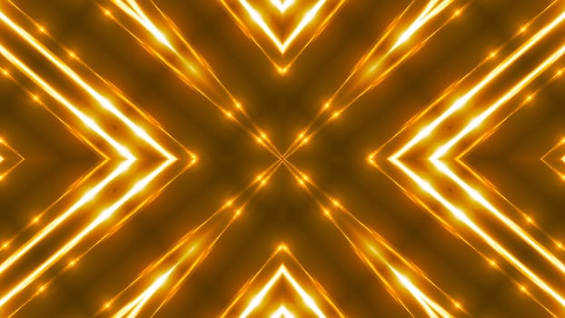 Beautiful abstract kaleidoscope - fractal golden light, 3d rendering backdrop, computer generating background