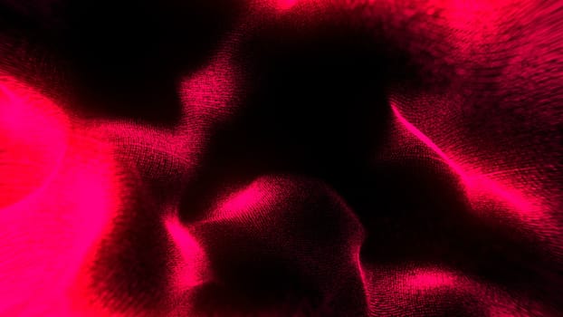 Defocused illuminated particles of wrinkled cloth, 3d background, computer rendering