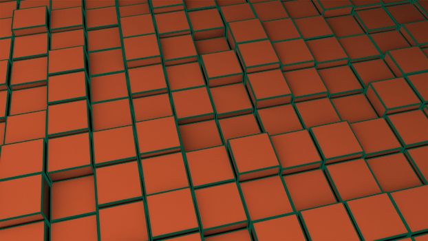 Many abstract cubes in space, modern computer generated 3D render background