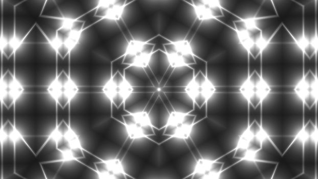 Abstract symmetry kaleidoscope - fractal lights, 3d rendering backdrop, computer generating background