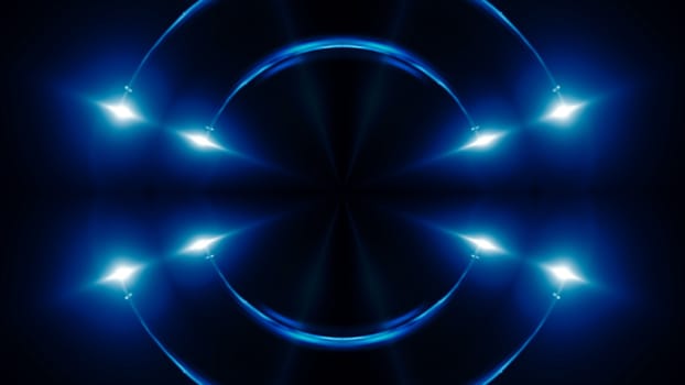 Abstract blue fractal lights, 3d rendering backdrop, computer generating background