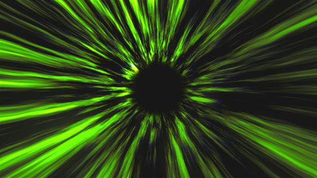 Abstract black hole, time warp, distortion of space, traveling in space, 3d rendering background