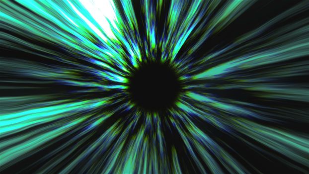Abstract black hole, time warp, distortion of space, traveling in space, 3d rendering background
