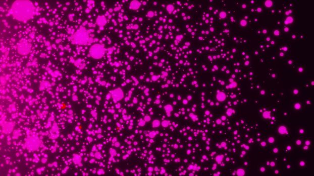 Many abstract small violet particles in space, computer generated abstract background, 3D rendering backdrop