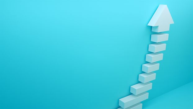 Succes arow with stairs, 3d rendering background, symbol of budiness development