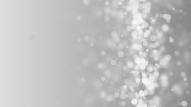 Many white bokeh particles in space, computer generated abstract background, 3d rendering backdrop