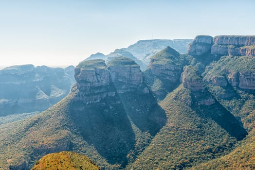 The Three Rondavels in the Blyde River Canyon as seen from the viewpoint