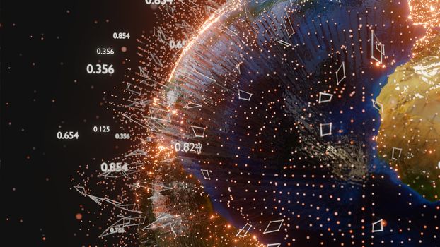 Connection lines and dots around Earth globe, Futuristic technology background. 3D illustration. Elements of this image furnished by NASA