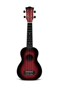 The dark red ukulele guitar isolated on the white background