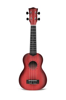 The Red ukulele guitar isolated on the white background