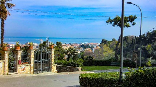 Magnificent view of a typical coastal landscape of central Italy: The upper part of Giulianova in Abruzzo a mystical land that seems enchanted.