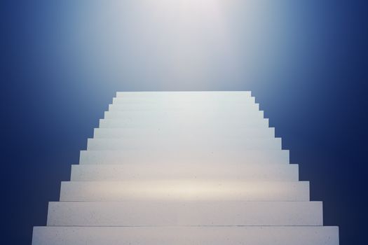 Stairs up leading to the light. Development, growth, success and approach to the goal concept.