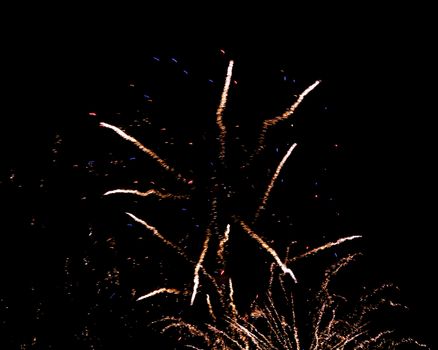 Flashes and sparks from fireworks isolated on black background.