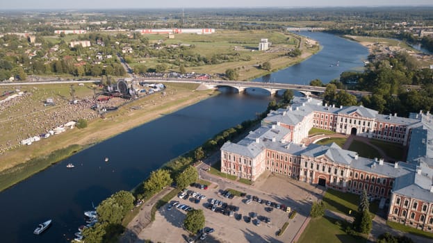 Aerial view of Jelgava city Latvia Zemgale drone top view