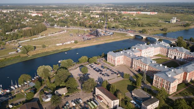 Aerial view of Jelgava city Latvia Zemgale drone top view