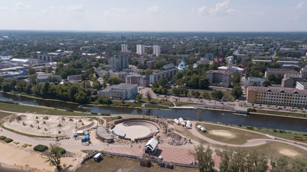 Aerial view of Jelgava city Latvia Zemgale drone top view