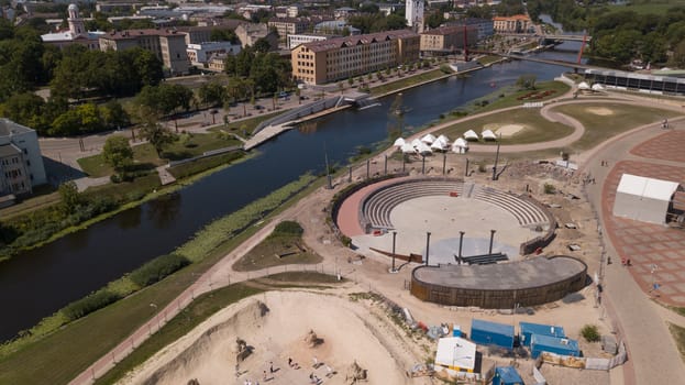 Aerial view of Jelgava city Latvia Zemgale drone top view