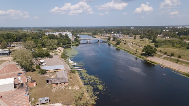 Aerial view of Jelgava city Latvia Zemgale drone top view