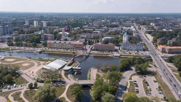 Aerial view of Jelgava city Latvia Zemgale drone top view