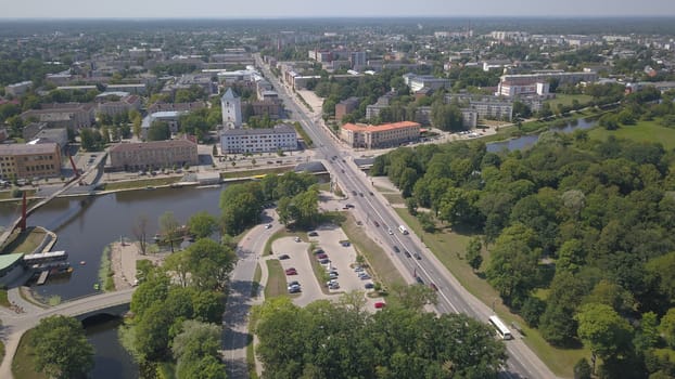 Aerial view of Jelgava city Latvia Zemgale drone top view