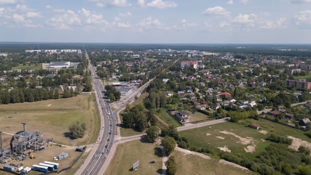 Aerial view of Jelgava city Latvia Zemgale drone top view