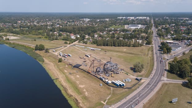 Aerial view of Jelgava city Latvia Zemgale drone top view