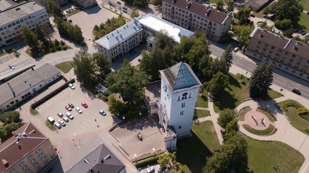 Aerial view of Jelgava city Latvia Zemgale drone top view