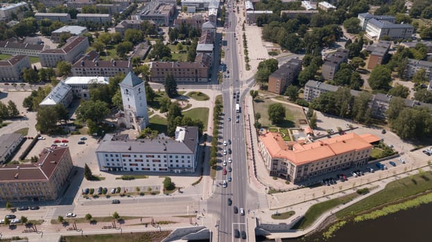 Aerial view of Jelgava city Latvia Zemgale drone top view