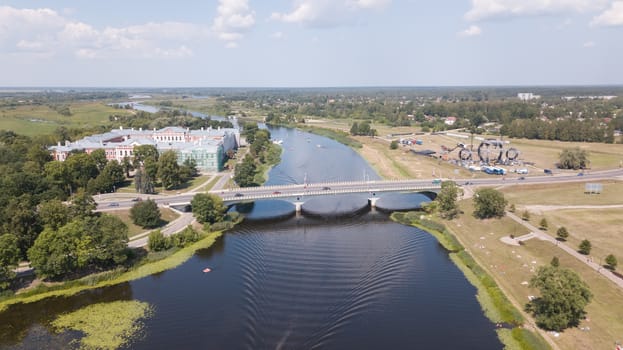 Aerial view of Jelgava city Latvia Zemgale drone top view