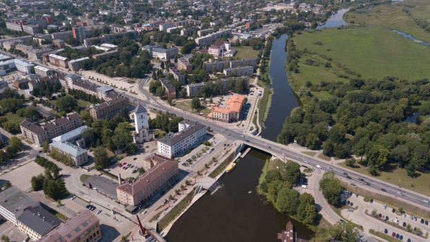 Aerial view of Jelgava city Latvia Zemgale drone top view