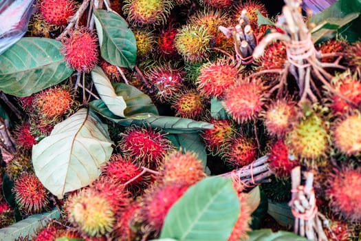 Fresh rambutan in local market, Thailand.