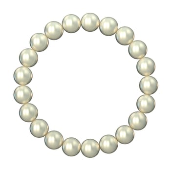 Circle made of pearls 3D rendering illustration isolated on white background