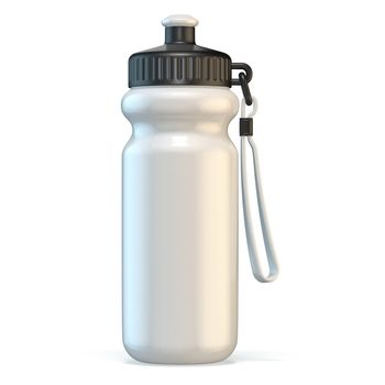 White sport plastic water bottle standing
3D render illustration isolated on white background