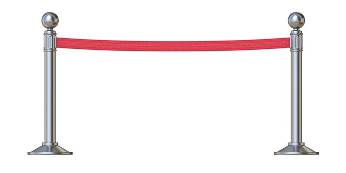 Red barrier tape 3D render illustration isolated on white background