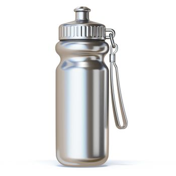 Silver sport water bottle 3D render illustration isolated on white background