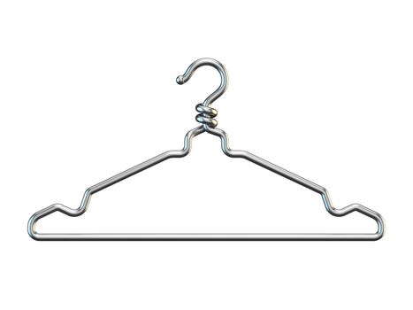 Wire clothes hanger 3D render illustration isolated on white background