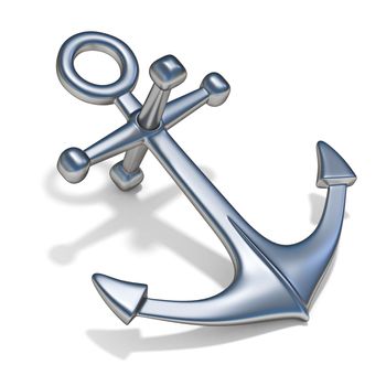 Steel anchor 3D render illustration isolated on white background