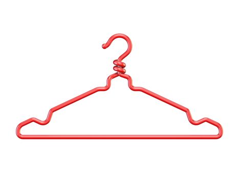 Red plastic clothes hanger 3D render illustration isolated on white background