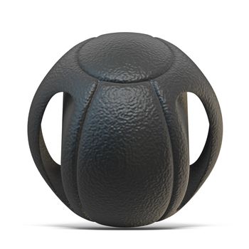 Black dual grip medicine ball 3D rendering illustration isolated on white background