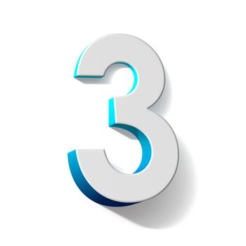 Blue gradient number 3 THREE 3D render illustration isolated on white background
