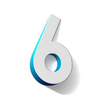 Blue gradient number 6 SIX 3D render illustration isolated on white background
