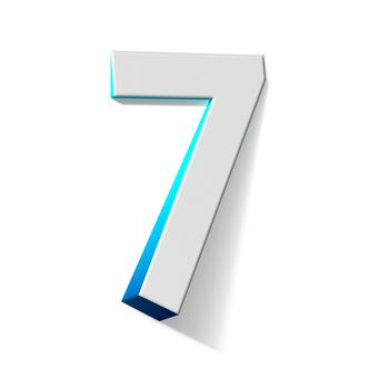 Blue gradient number 7 SEVEN 3D render illustration isolated on white background