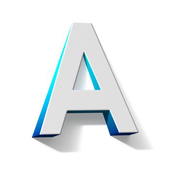 Blue gradient Letter A 3D render illustration isolated on white background