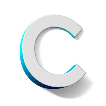 Blue gradient Letter C 3D render illustration isolated on white background