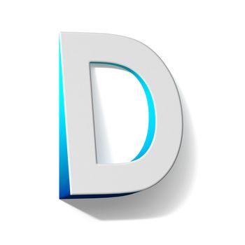 Blue gradient Letter D 3D render illustration isolated on white background