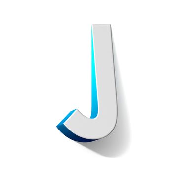 Blue gradient Letter J 3D render illustration isolated on white background